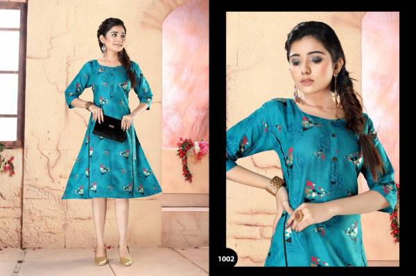 Archer Two Tone Regular Wear Cotton Printed Designer Kurtis Collection